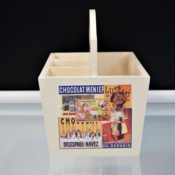 Vintage Look Craft Caddy Carrier Organizer Decoupage Vintage Crafts By Bonnie - Picture 4 of 11